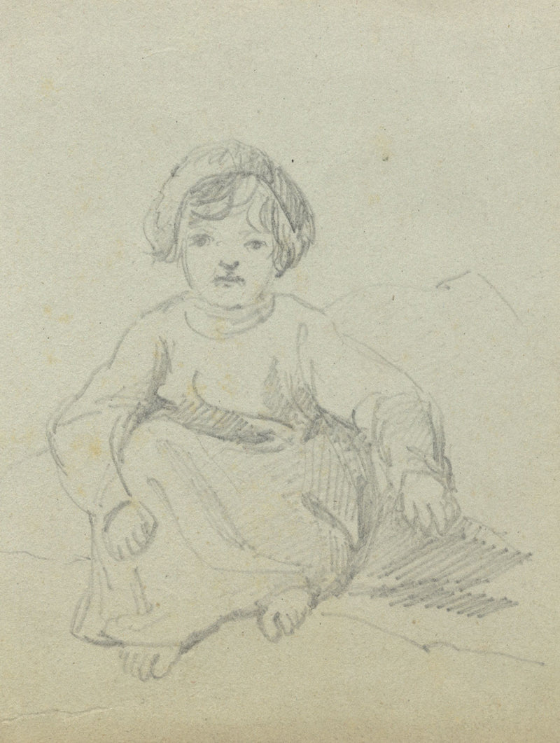 John Henry Mole VPRI, Sweet Young Girl – Miniature mid-C19th graphite drawing