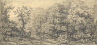 William H. Ward, Figures in a Wooded Landscape – 19th-century graphite drawing
