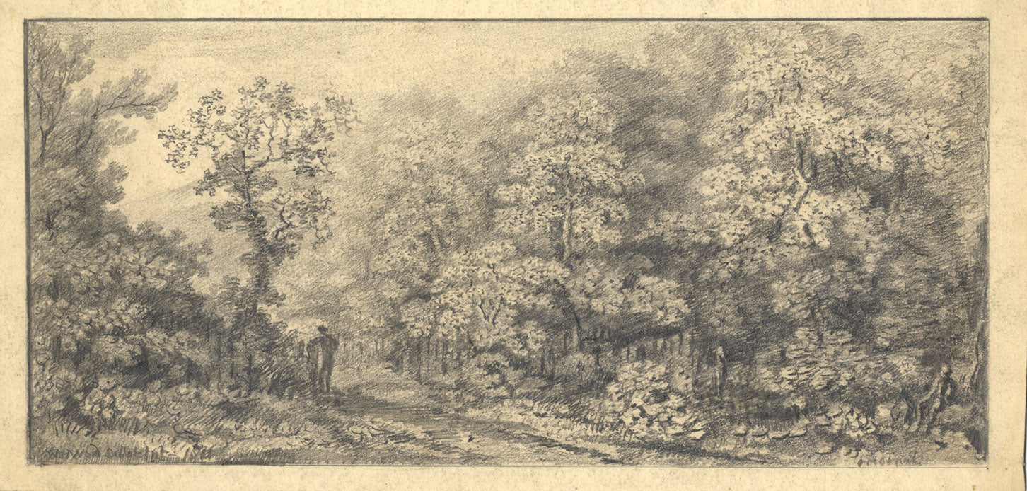 William H. Ward, Figure in un paesaggio boscoso – disegno a grafite del XIX secolo