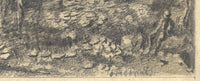 William H. Ward, Figure in un paesaggio boscoso – disegno a grafite del XIX secolo
