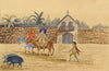Figures Riding Mules with Boar