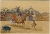 Figures Riding Mules with Boar, Possibly Greece – early 19th-century watercolour