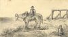 Countryfolk with Horse – Original early 19th-century graphite drawing