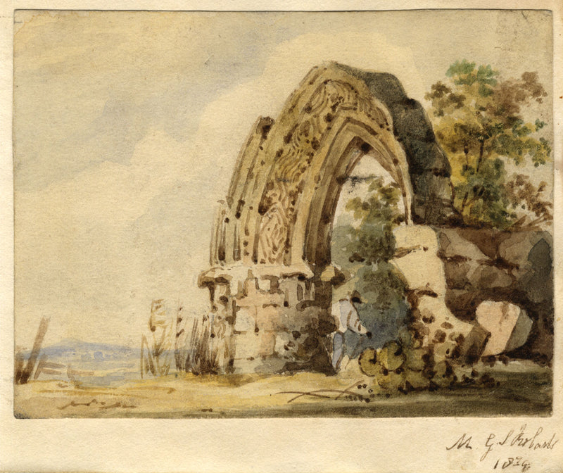 M.G.S. Robarts, Topographical Sketch of Norman Arch – 1839 watercolour painting