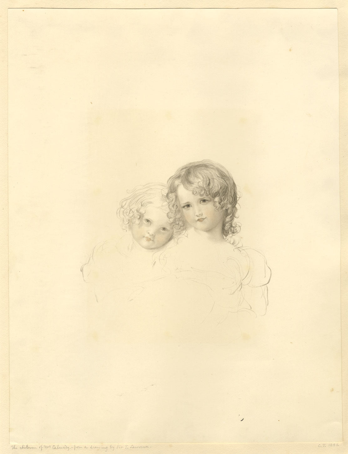 C.T. after Sir Thomas Lawrence, The Calmady Children – 1833 watercolour painting