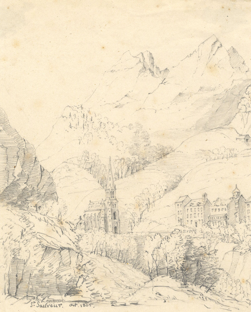Miss Wingfield, Saint-Sauveur, Hautes-Alpes – Original 1865 graphite drawing