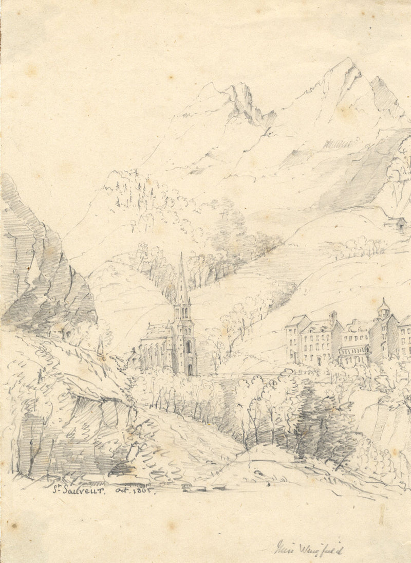 Miss Wingfield, Saint-Sauveur, Hautes-Alpes – Disegno originale in grafite del 1865