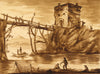 Italian Footbridge & Tower after a Sketch by Salvator Rosa – 1849 watercolour