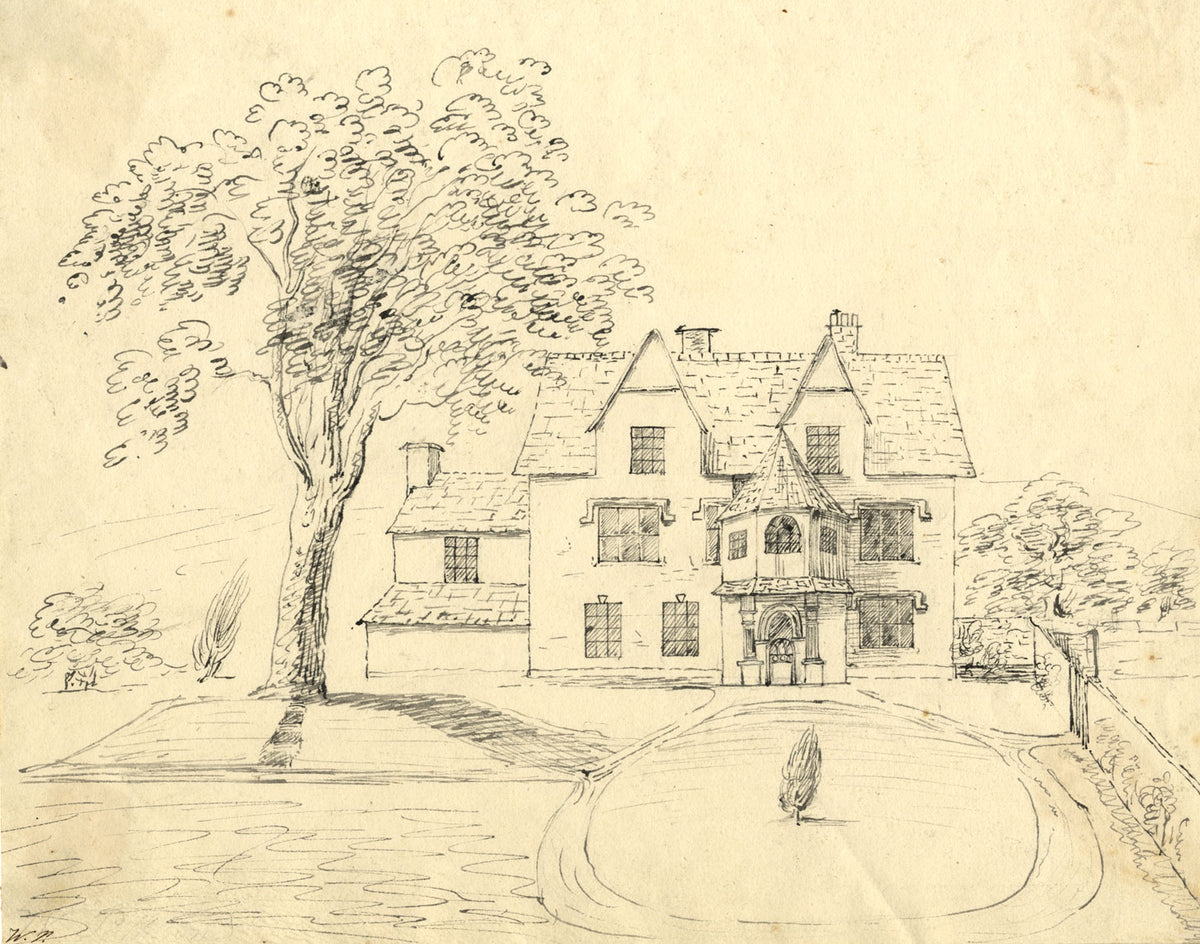 William Pattison, Victorian House & Garden – mid-19th-century pen & ink drawing
