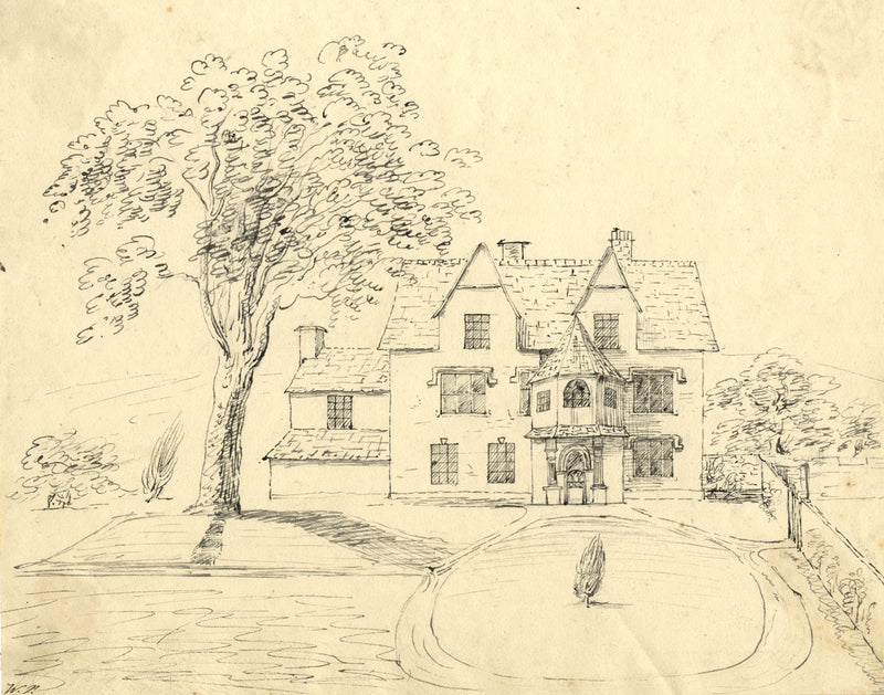 William Pattison, Victorian House & Garden – mid-19th-century pen & ink drawing
