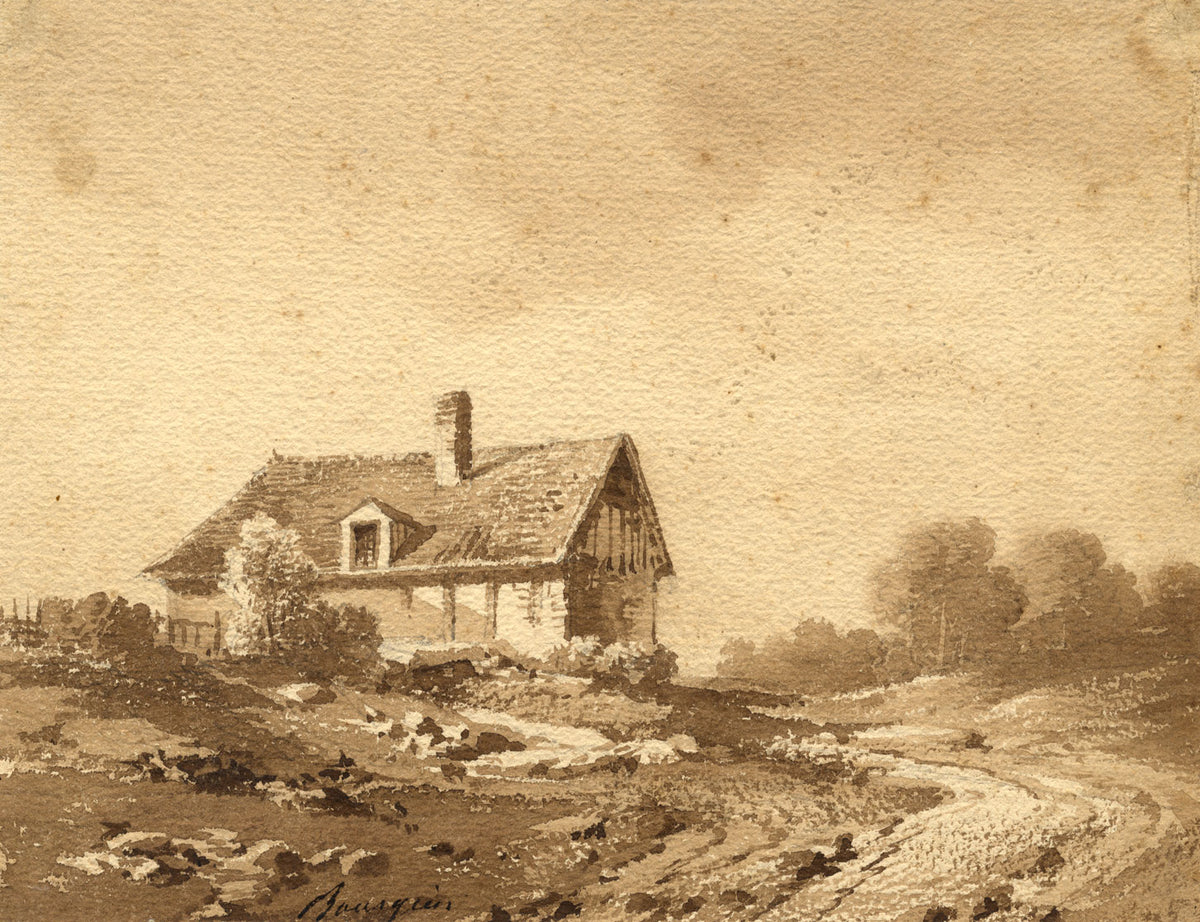 Possibly Amédée Bourgeois, Rural House in France –early 19th-century watercolour