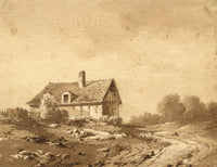 Possibly Amédée Bourgeois, Rural House in France –early 19th-century watercolour