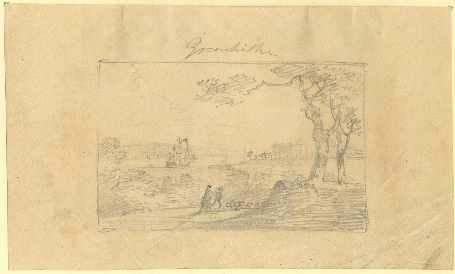 William Payne AOWS, Greenhithe, Kent – Original c.1808 graphite drawing