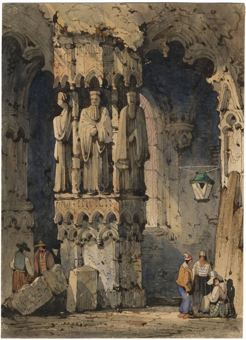 Attrib. Samuel Prout OWS, Cathedral Ruins, Rouen –early 19th-century watercolour