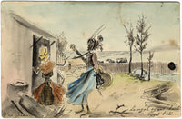 After Grandville, The Cicada Having Sung all Summer – c.1900s pen & ink drawing