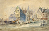 Continental Street Scene – Original late 19th-century watercolour painting