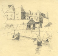 Folkestone Harbour, Kent – Original 1901 graphite drawing
