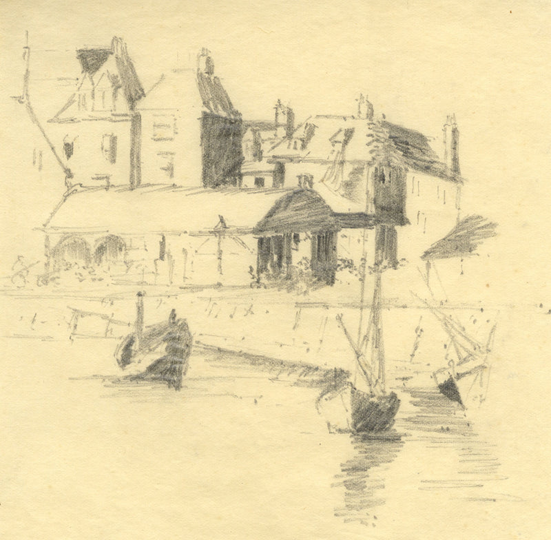Folkestone Harbour, Kent – Original 1901 graphite drawing