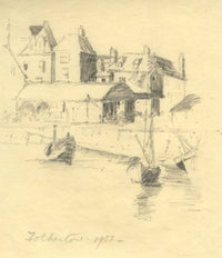 Folkestone Harbour, Kent – Original 1901 graphite drawing