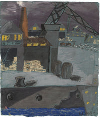 R. McNair, Cantiere navale, forse il Clyde – Dipinto a guazzo originale del 1957