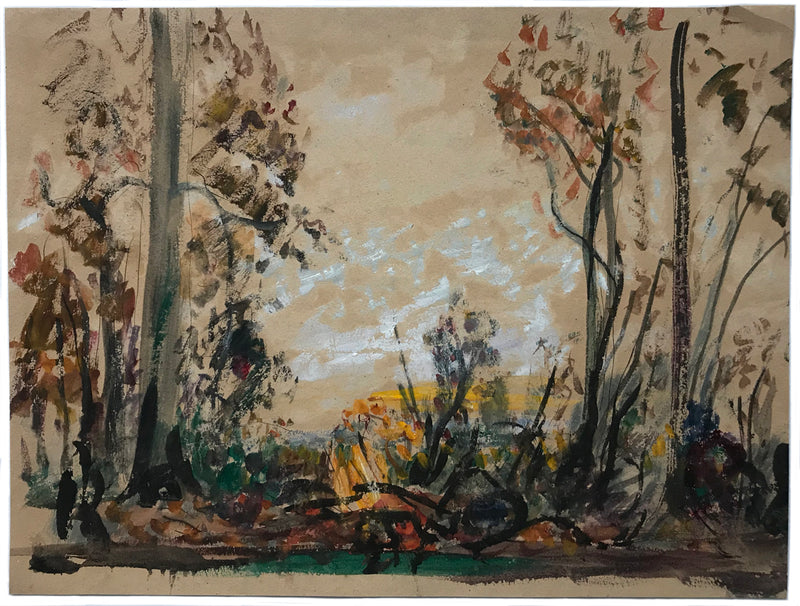 Autumn Trees – Original early 20th-century watercolour painting