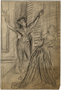 Spettacolo teatrale Regency – Disegno originale a pastello dei primi del XX secolo