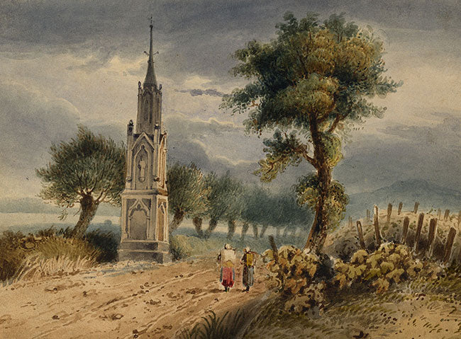Hochkreuz (High Cross), Bad Godesberg, Bonn – Miniature c.1830s watercolour