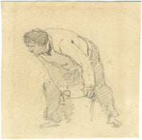 Sir Augustus Wall Callcott RA, Studio preparatorio dell'uomo piegato - disegno dei primi anni del XIX secolo