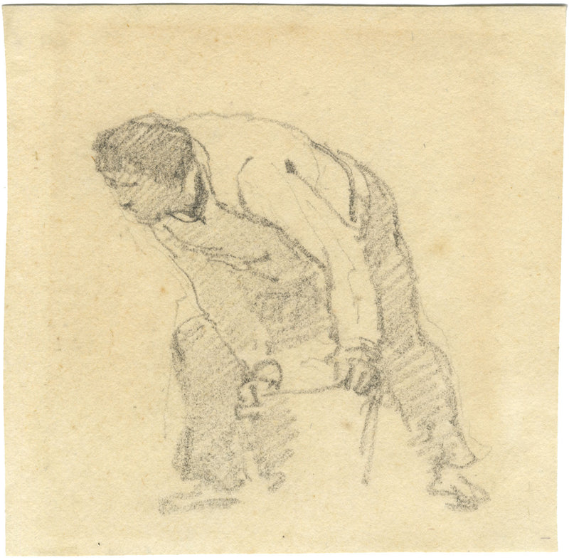Sir Augustus Wall Callcott RA, Studio preparatorio dell'uomo piegato - disegno dei primi anni del XIX secolo