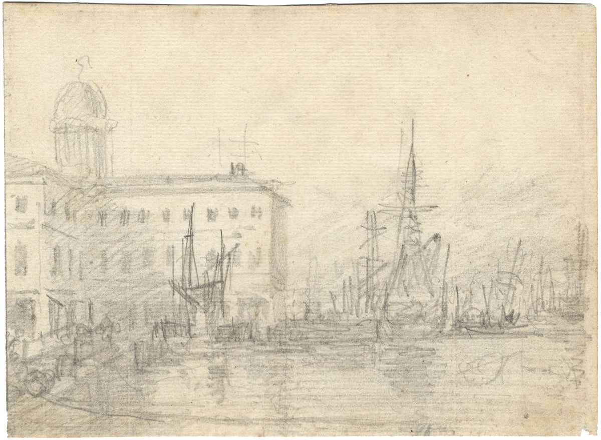 Sir Augustus Wall Callcott RA, Porto veneziano – disegno a grafite dei primi anni del XIX secolo