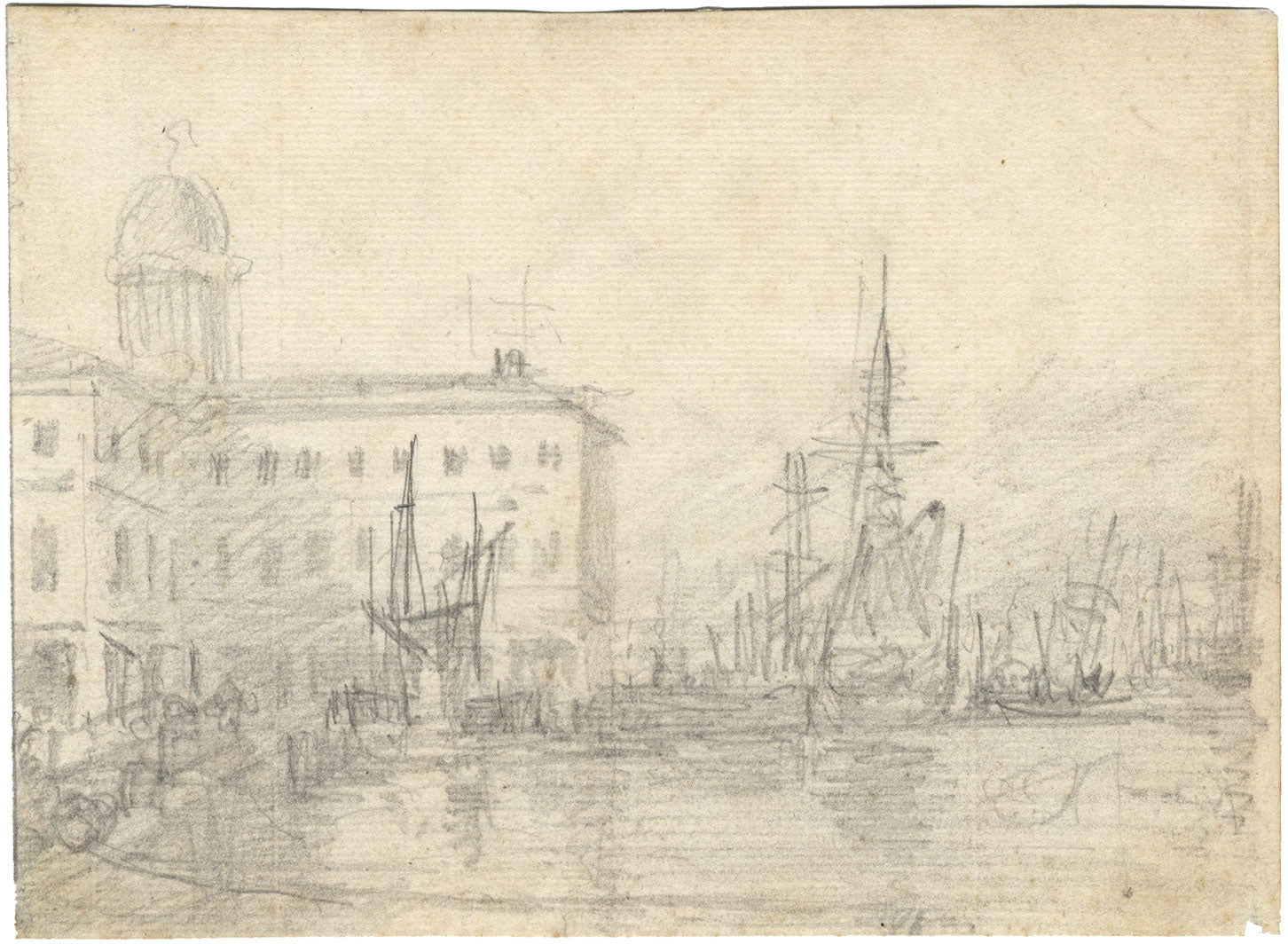 Sir Augustus Wall Callcott RA, Porto veneziano – disegno a grafite dei primi anni del XIX secolo
