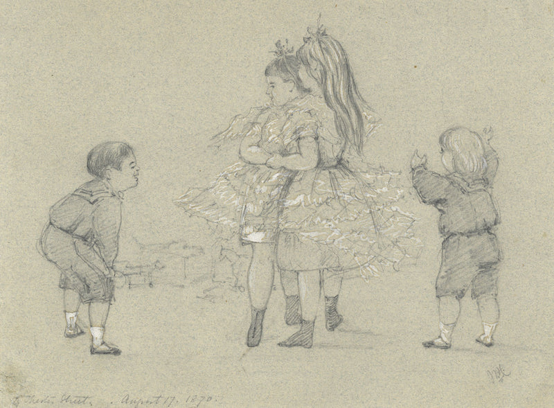 Victorian Children, Chester Street – Original 1870 graphite drawing
