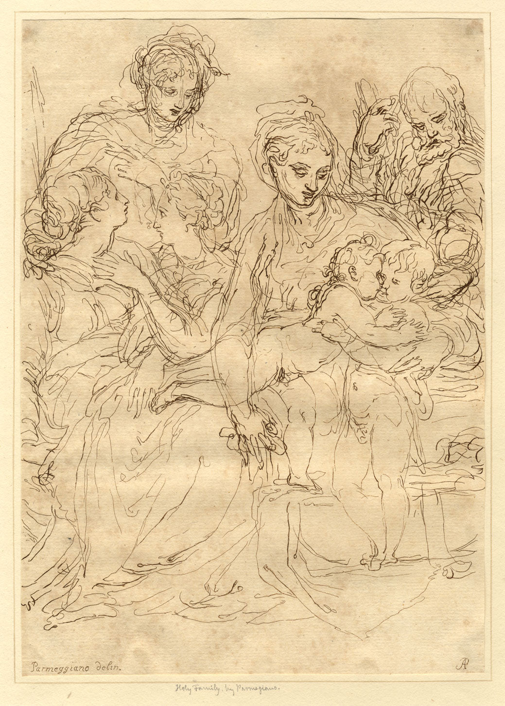 Arthur Pond after Parmigianino, Holy Family with St John – 1734 etching print