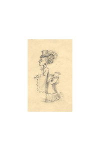 Albert A. Harcourt, Victorian Lady Caricature in Miniature – 1870s drawing