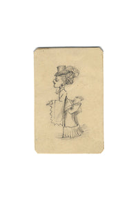 Albert A. Harcourt, Victorian Lady Caricature in Miniature – 1870s drawing