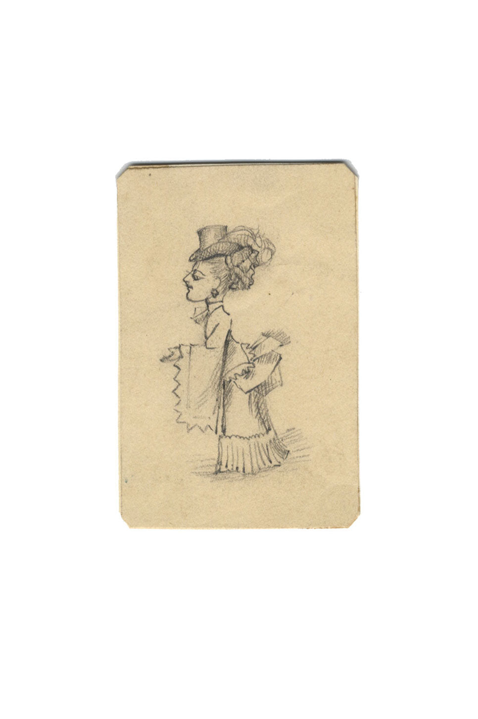 Albert A. Harcourt, Victorian Lady Caricature in Miniature – 1870s drawing
