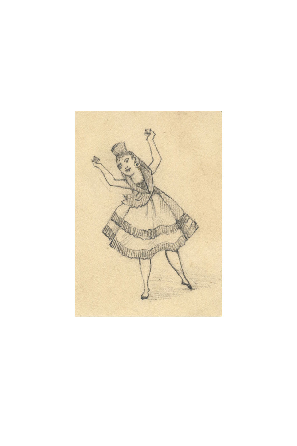 Albert A. Harcourt, Victorian Spanish Dancer in Miniature – 1870s drawing
