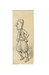 Albert A. Harcourt, Man in Breeches Caricature – Original 1870s graphite drawing