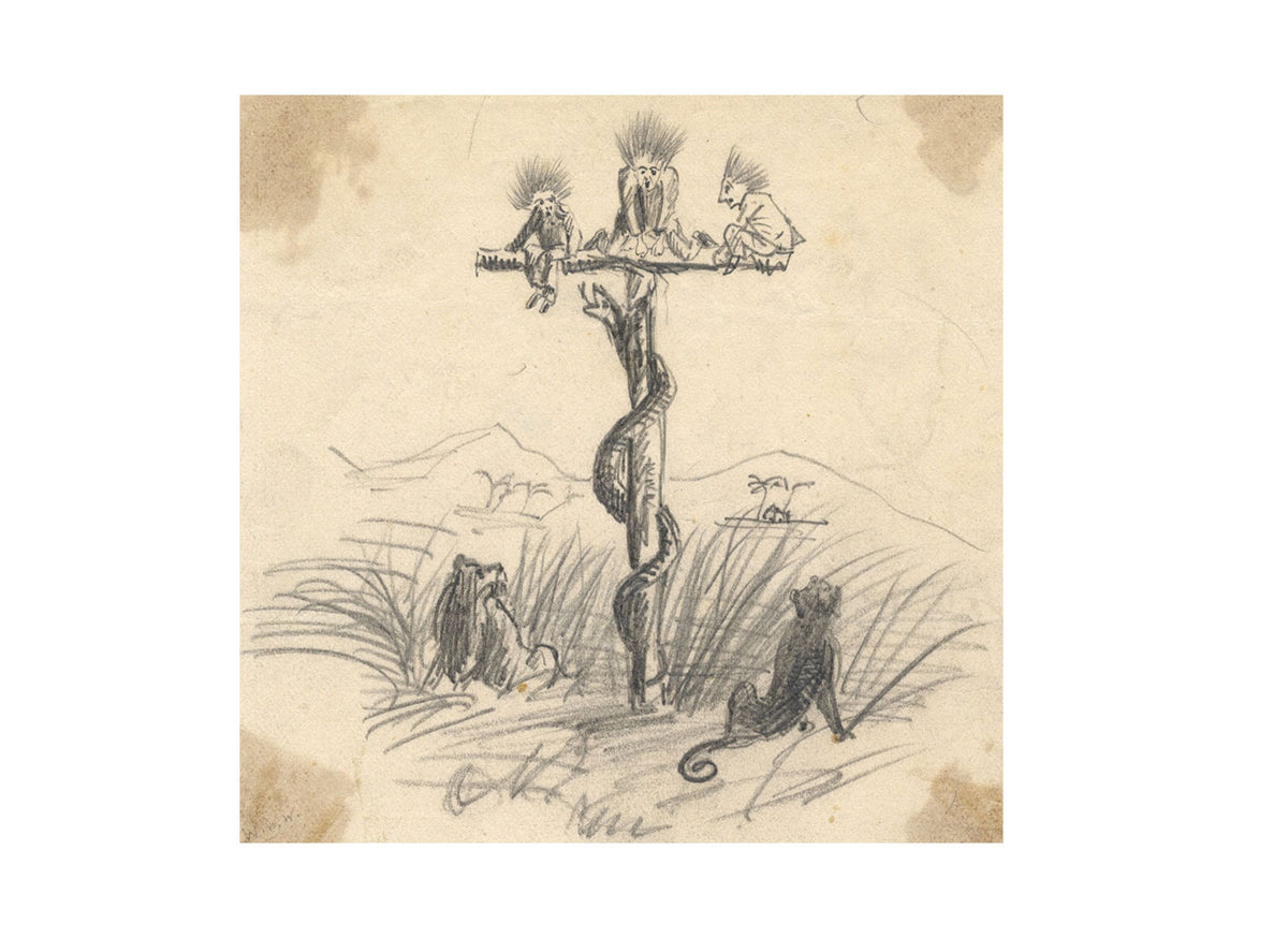 Albert A. Harcourt, Brazen Serpent Cartoon – Original 1870s graphite drawing