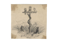 Albert A. Harcourt, Brazen Serpent Cartoon – Original 1870s graphite drawing