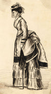 Albert A. Harcourt, Victorian Lady in Veil – Original 1870s pen & ink drawing