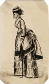 Albert A. Harcourt, Victorian Lady in Veil – Original 1870s pen & ink drawing