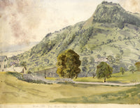 F. Devis, Mont Cubli from Glion, Montreux, Switzerland – 1857 watercolour