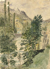 F. Devis, Bridge of Napoleon, Saint-Sauveur, Pyrenees, France –1856 watercolour