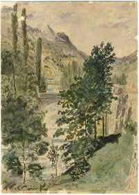 F. Devis, Bridge of Napoleon, Saint-Sauveur, Pyrenees, France –1856 watercolour