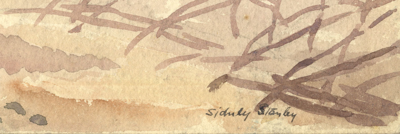 Sidney Stanley, Paesaggio di spiaggia spazzata dal vento – acquerello di inizio XX secolo