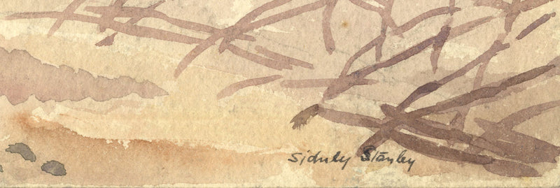 Sidney Stanley, Paesaggio di spiaggia spazzata dal vento – acquerello di inizio XX secolo