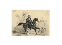 Persian Horseman in Camp – Original 19th-century pen & ink drawing