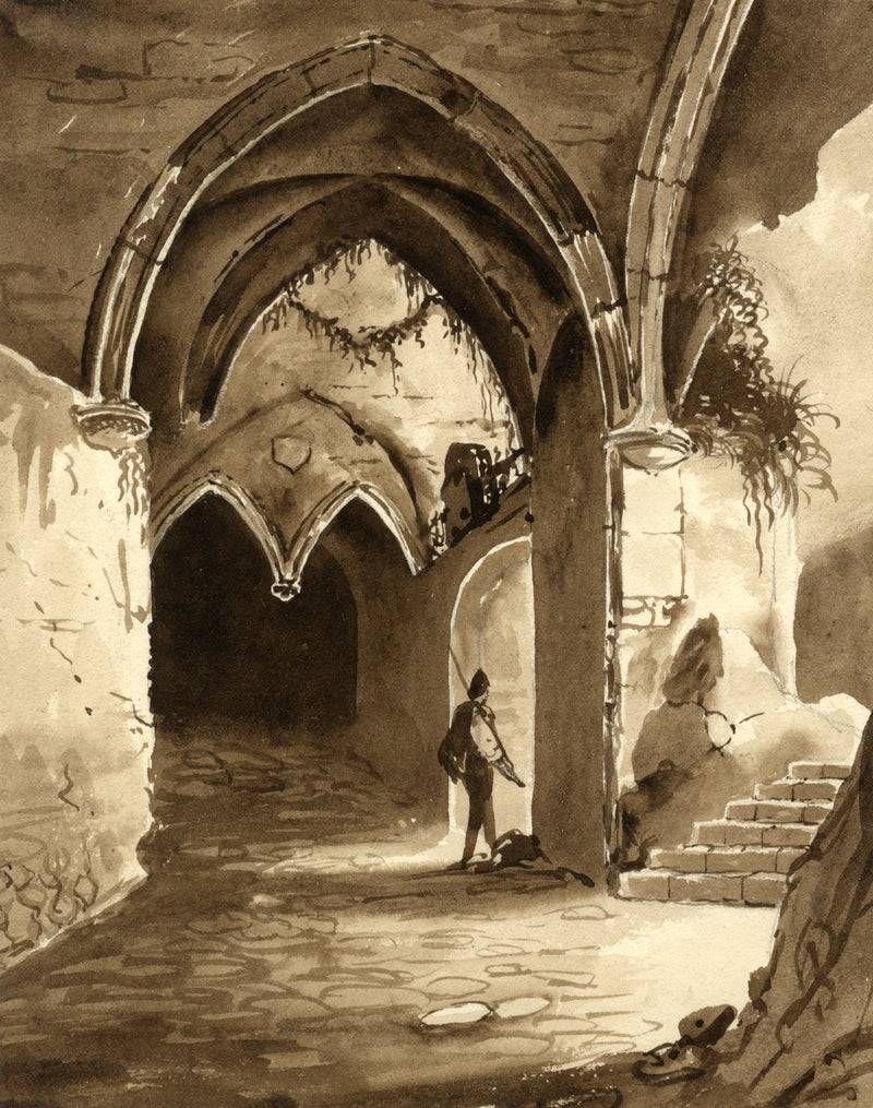 Picturesque Arch Ruin with Figure – early 19th-century watercolour painting