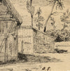 O.S., Landscape with Thatched Cottage, France – early 19th-century ink drawing
